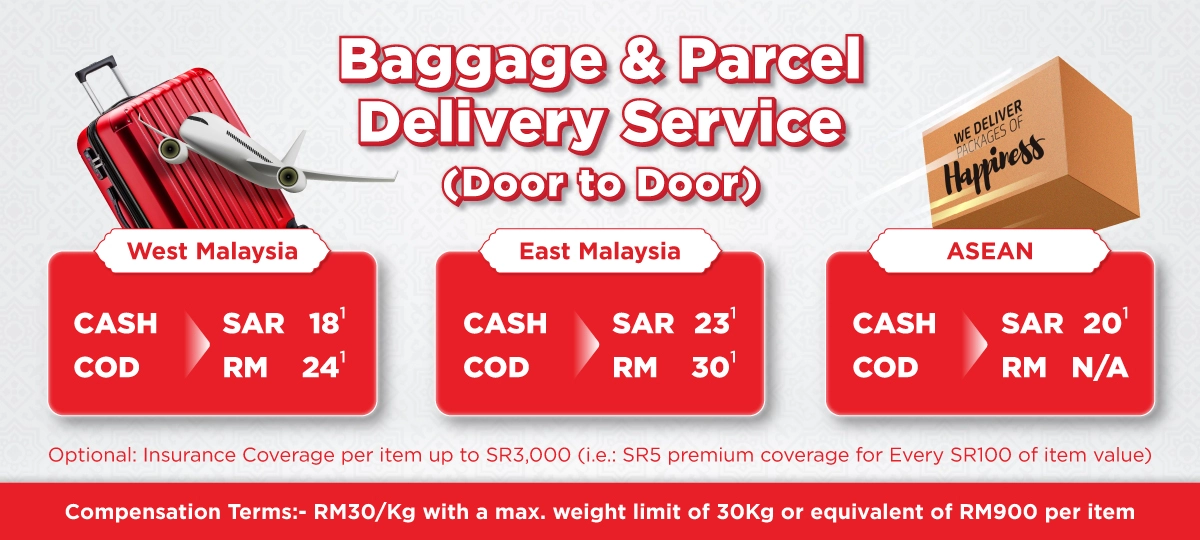 price of baggage and parcel delivery service